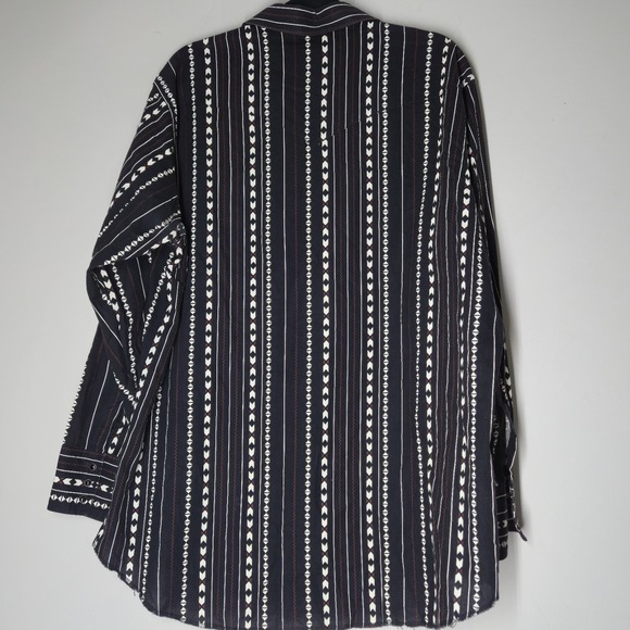 Vintage Wrangler Brushpopper Shirt Men XL Aztec Western Long Sleeve Collar 90s - Picture 6 of 7